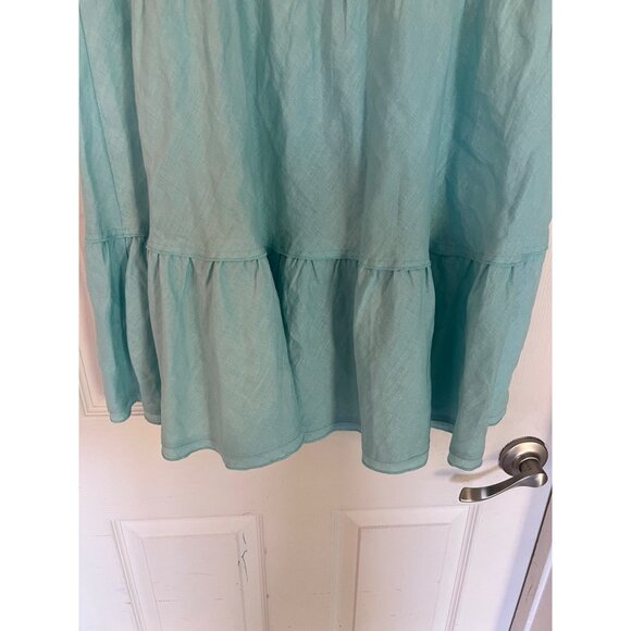 Charter Club Aqua Blue Knee Length Linen Pull On Skirt Tiered Small - Picture 2 of 6